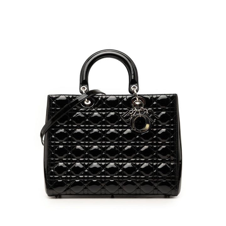 Dior Large Cuir verni Cannage Lady Dior