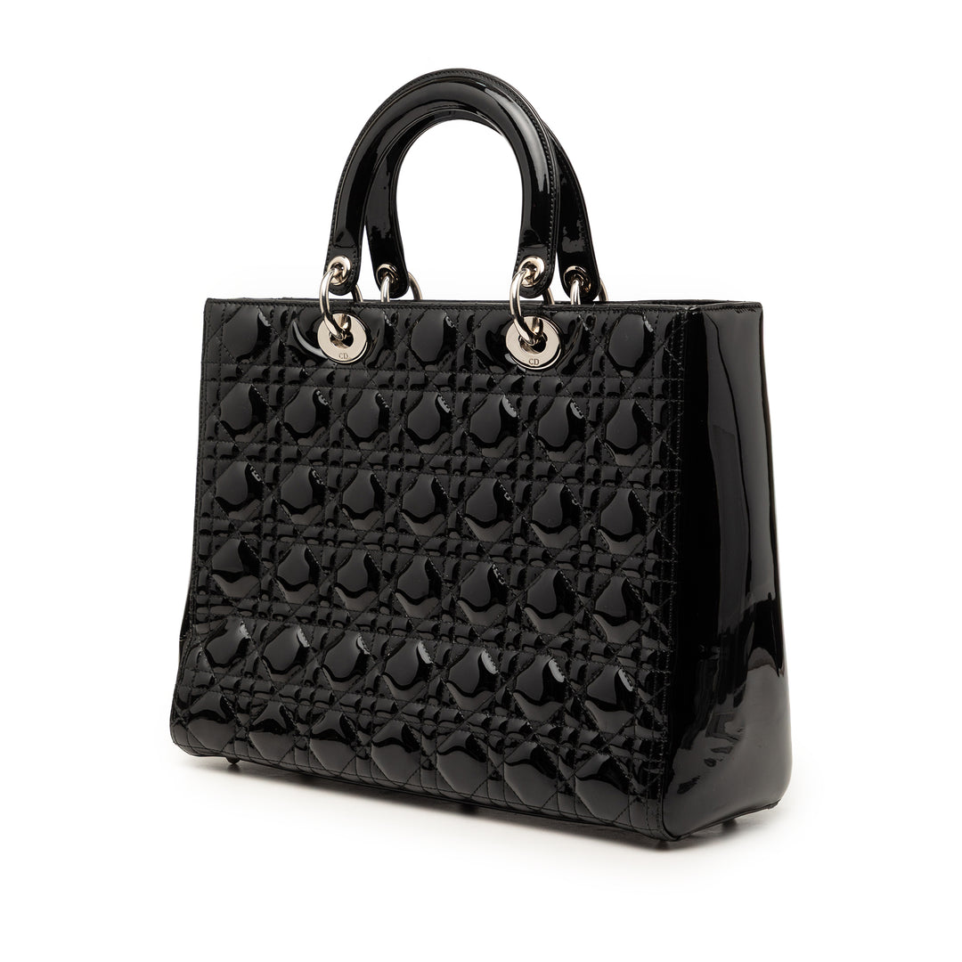 Dior Large Cuir verni Cannage Lady Dior