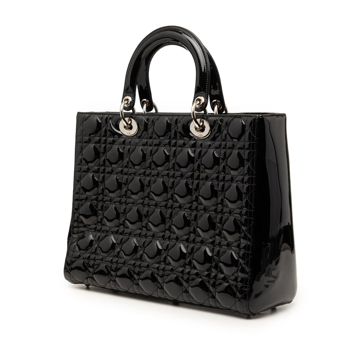 Dior Large Cuir verni Cannage Lady Dior