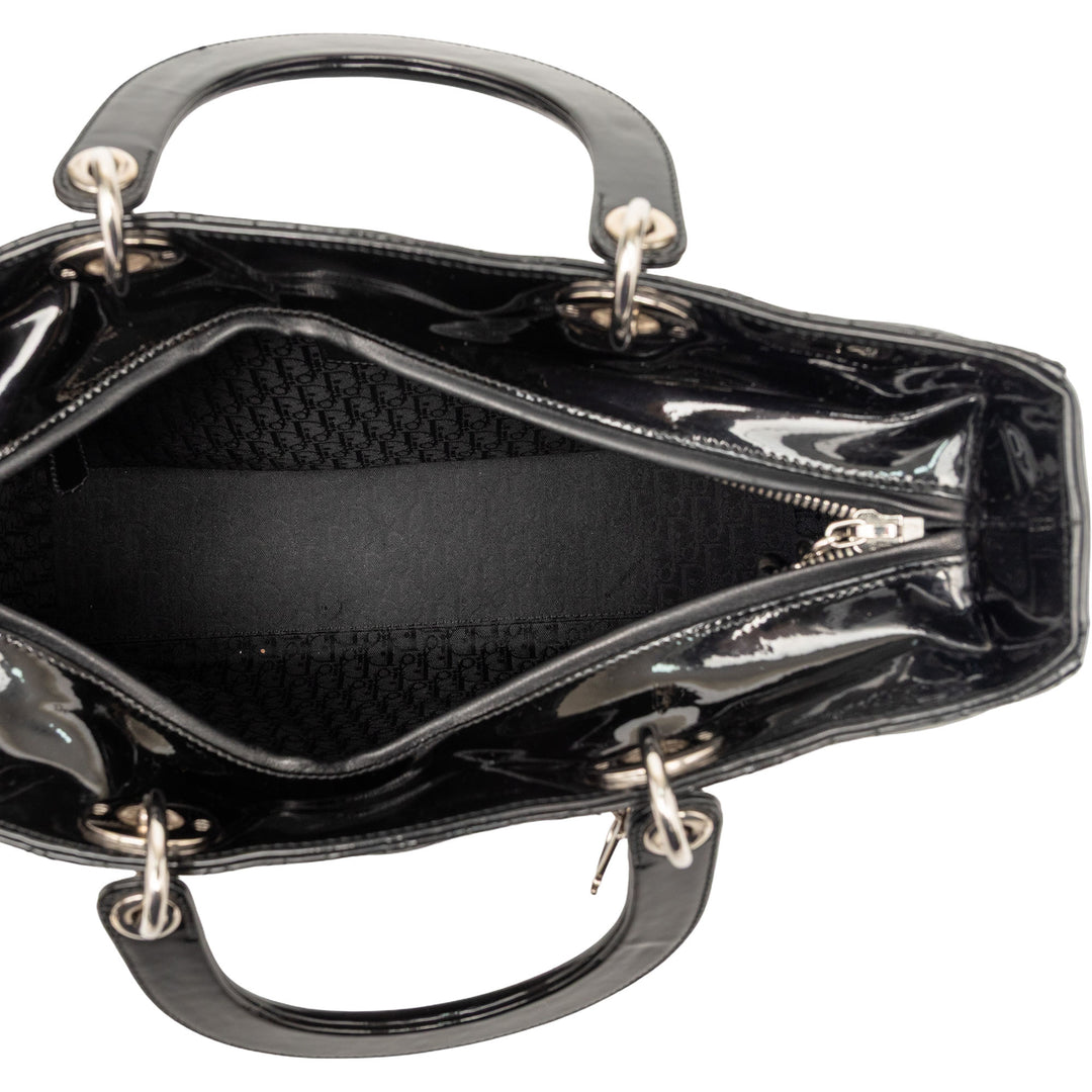 Dior Large Cuir verni Cannage Lady Dior
