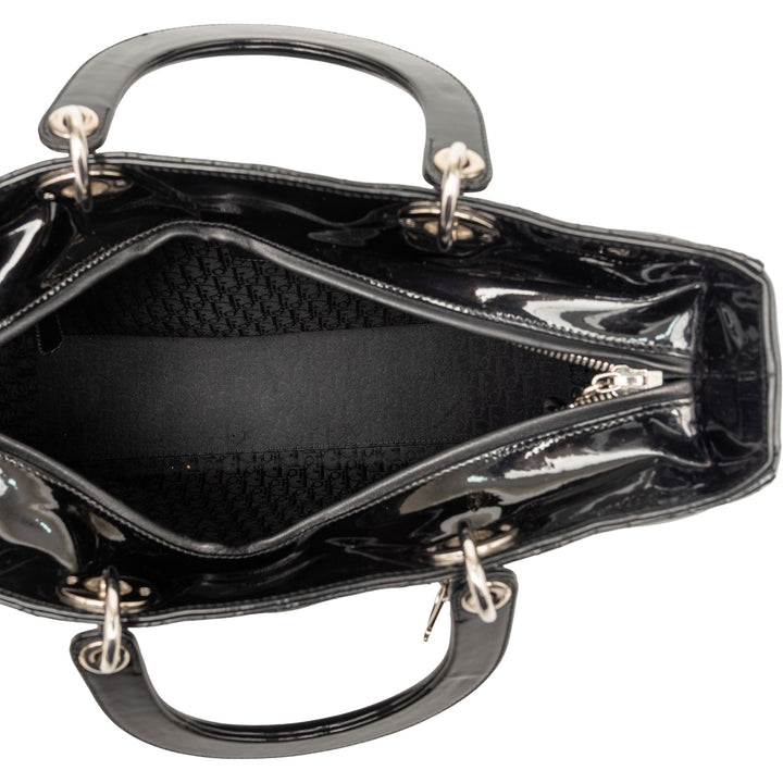 Dior Large Cuir verni Cannage Lady Dior