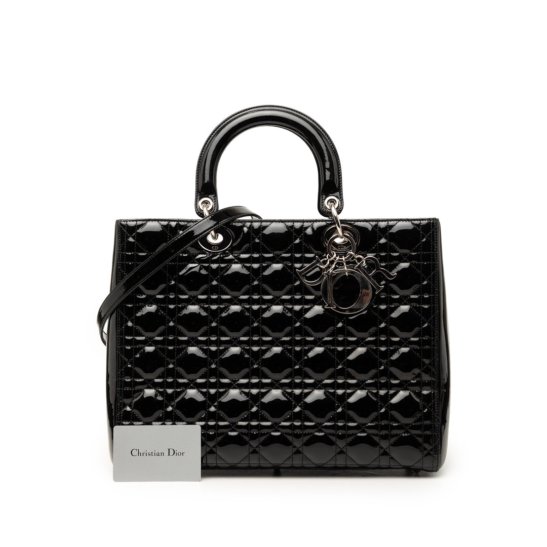 Dior Large Cuir verni Cannage Lady Dior