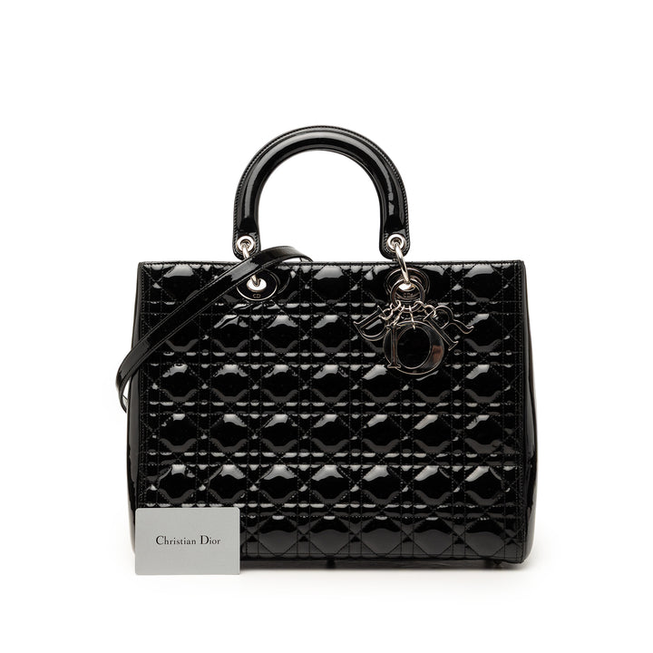Dior Large Cuir verni Cannage Lady Dior