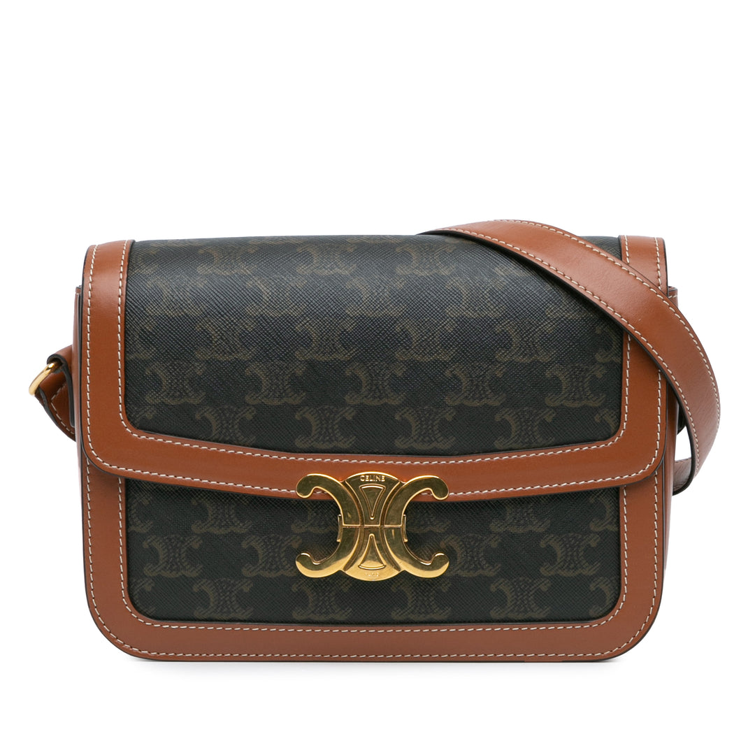 Classique Coated Canvas Triomphe Crossbody Brown - Gaby Paris