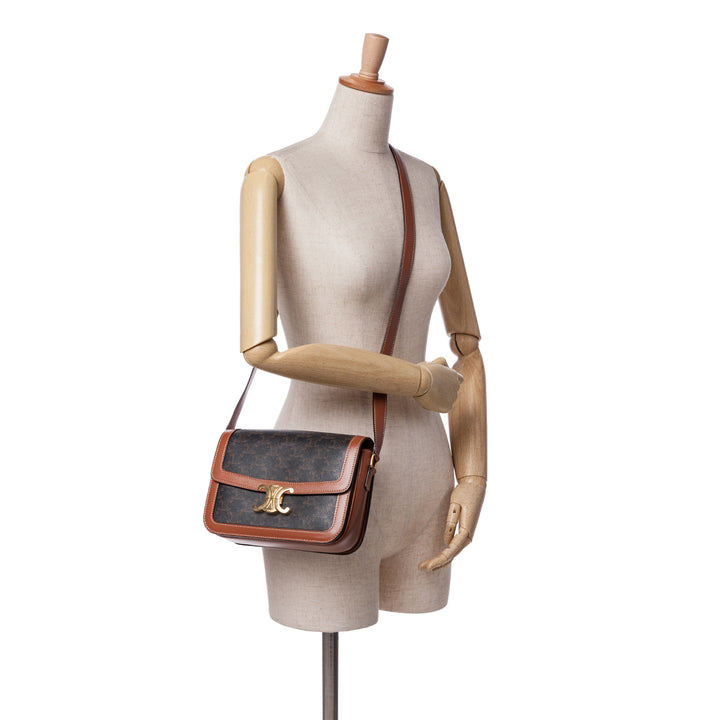 Classique Coated Canvas Triomphe Crossbody Brown - Gaby Paris