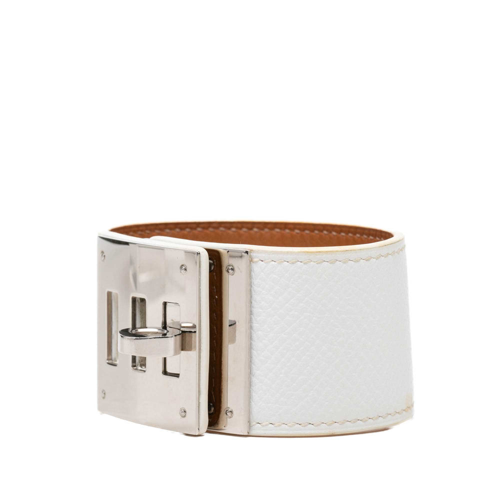 Hermès Bracelet Palladium Kelly Dog Cuff Epsom plaqué palladium – vue 2 – GABY PARIS