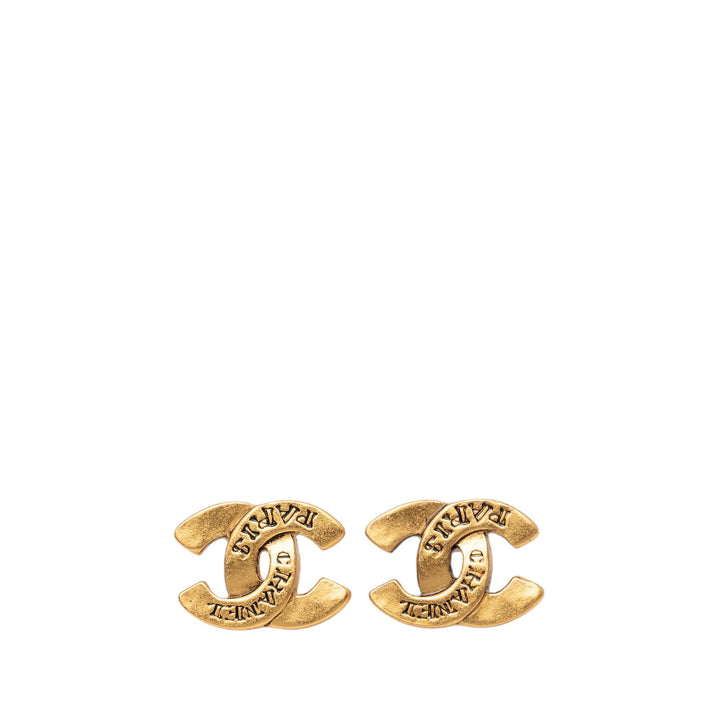 Chanel CC plaqué Bullet Back Boucles d'oreilles