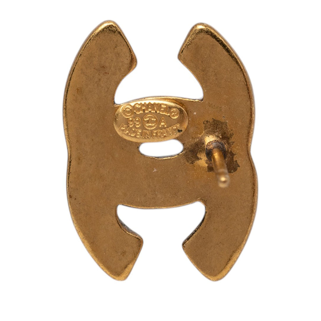 Chanel CC plaqué Bullet Back Boucles d'oreilles