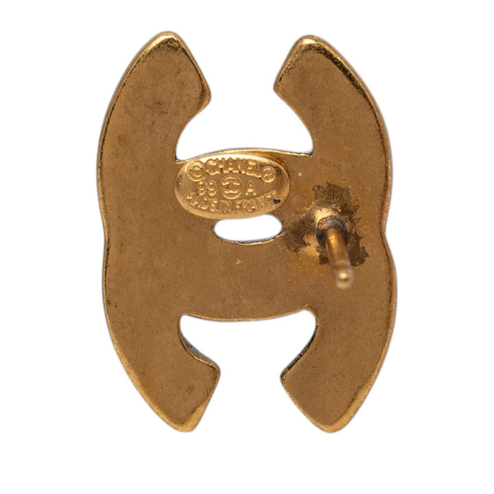 Chanel CC plaqué Bullet Back Boucles d'oreilles
