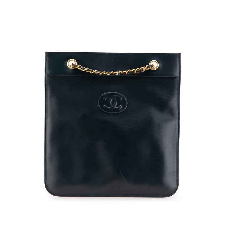 CC Lambskin Flat Chain Tote Blue - Gaby Paris