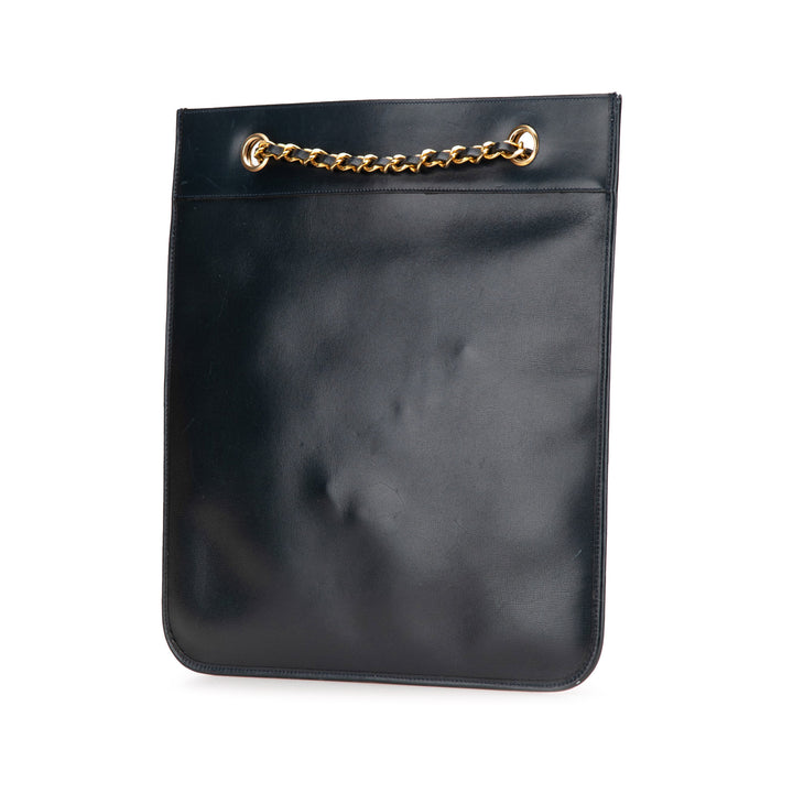 CC Lambskin Flat Chain Tote Blue - Gaby Paris