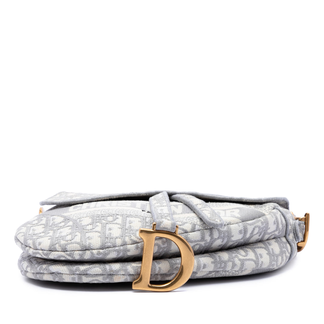 brodé Saddle Sac Oblique Gris