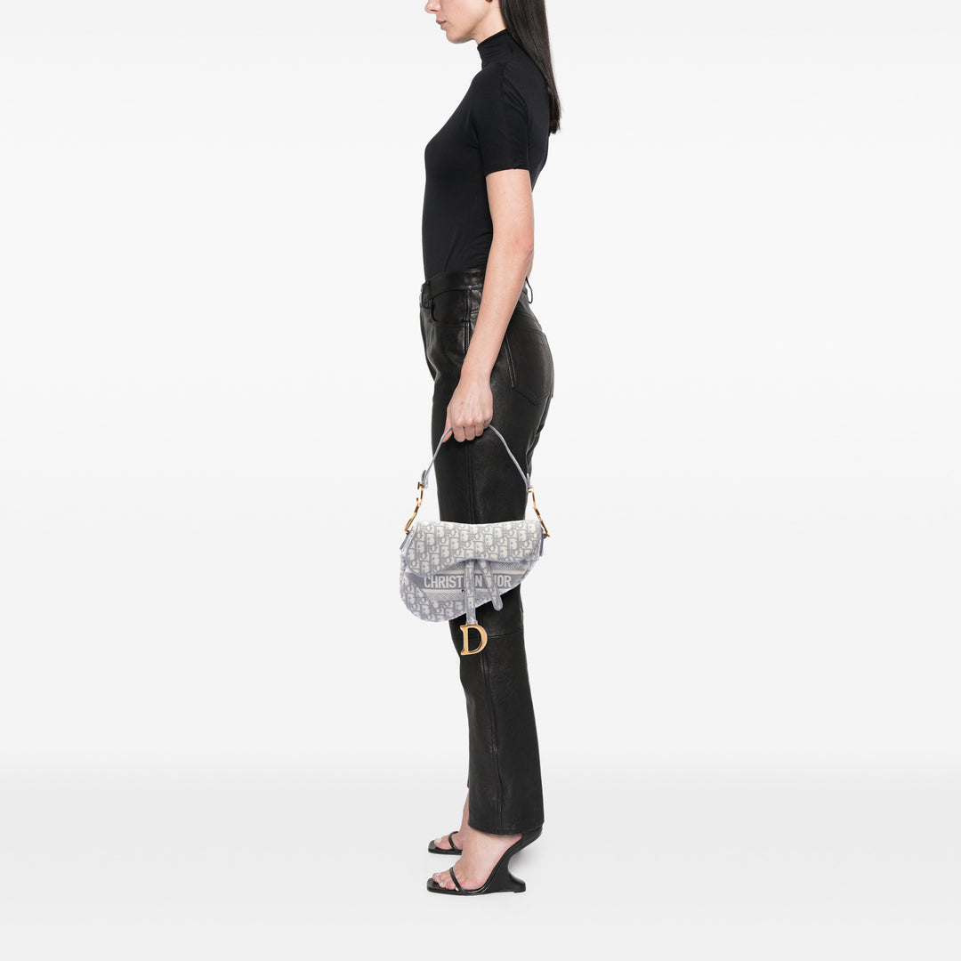 brodé Saddle Sac Oblique Gris