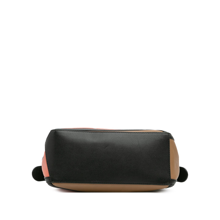 Small Calfskin Graphic Puzzle Satchel Brown - Gaby Paris