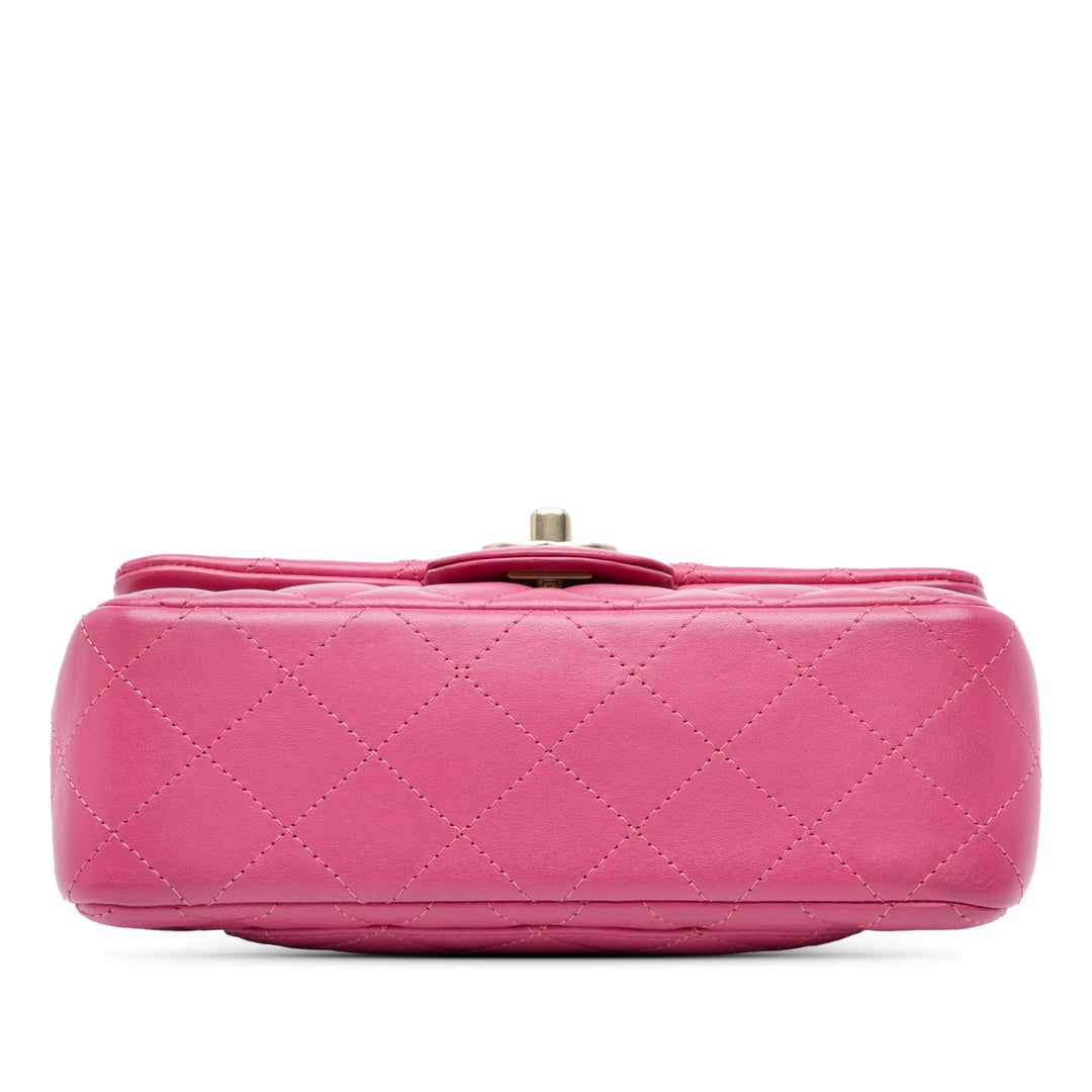 Mini Rectangular Classic Lambskin Single Flap Pink - Gaby Paris
