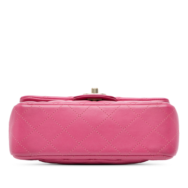 Mini Rectangular Classic Lambskin Single Flap Pink - Gaby Paris