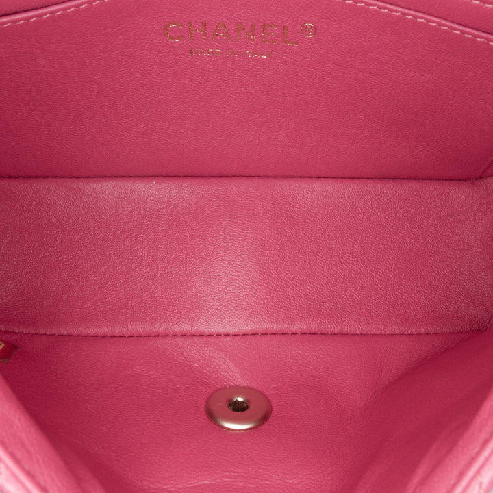 Mini Rectangular Classic Lambskin Single Flap Pink - Gaby Paris