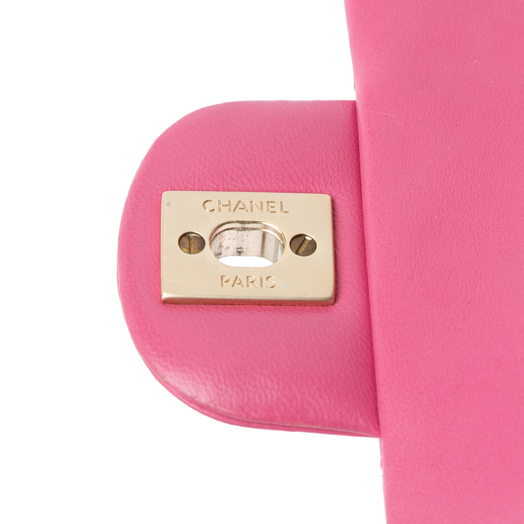 Mini Rectangular Classic Lambskin Single Flap Pink - Gaby Paris