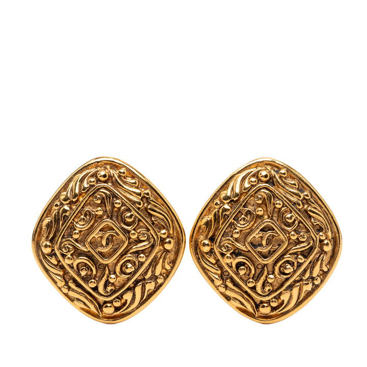 Chanel CC plaqué Diamond À clip Boucles d'oreilles Métal