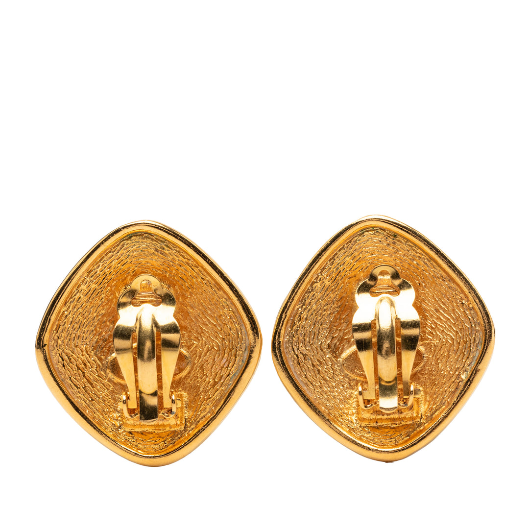 Chanel CC plaqué Diamond À clip Boucles d'oreilles Métal