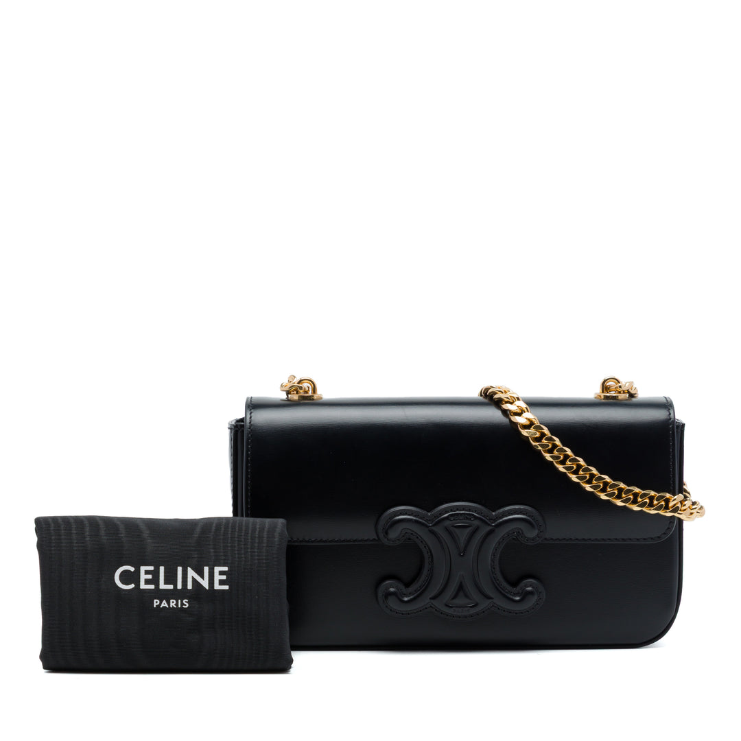 Celine Sac porté épaule Triomphe Chaîne Cuir de veau lisse Noir – vue 7 – GABY PARIS