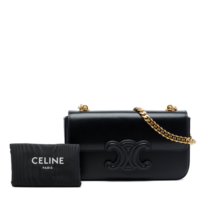 Celine Sac porté épaule Triomphe Chaîne Cuir de veau lisse Noir – vue 7 – GABY PARIS