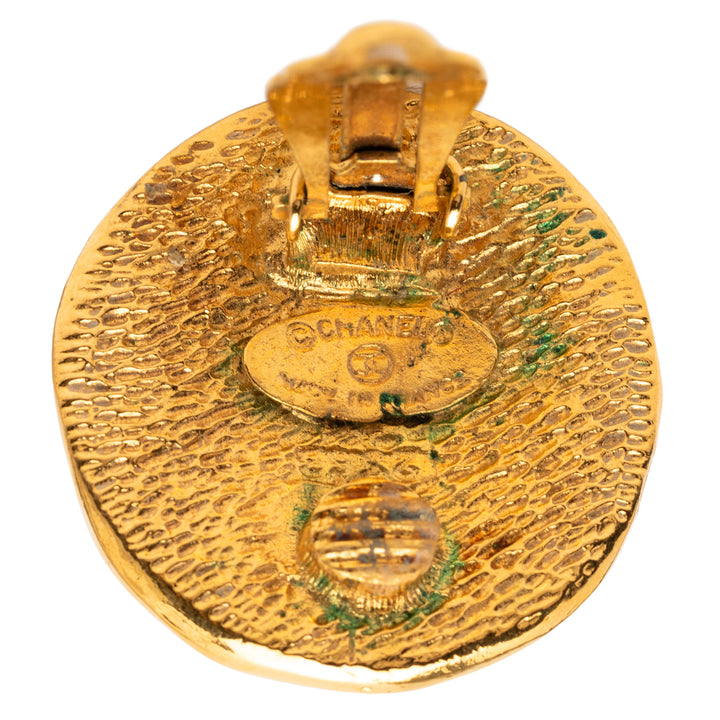 Chanel plaqué 31 Rue Cambon Rond Clip On Boucles d’oreilles