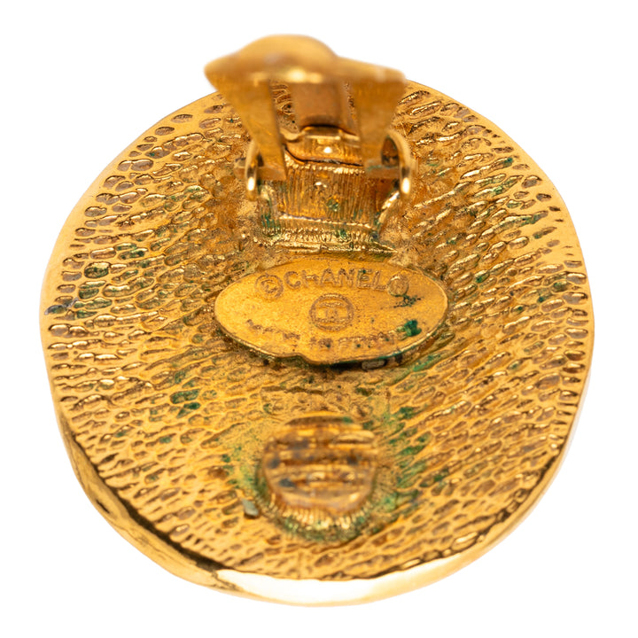 Chanel plaqué 31 Rue Cambon Rond Clip On Boucles d’oreilles