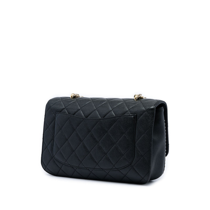 CC Matelassé clouté Rabat simple Grand Cuir caviar Noir