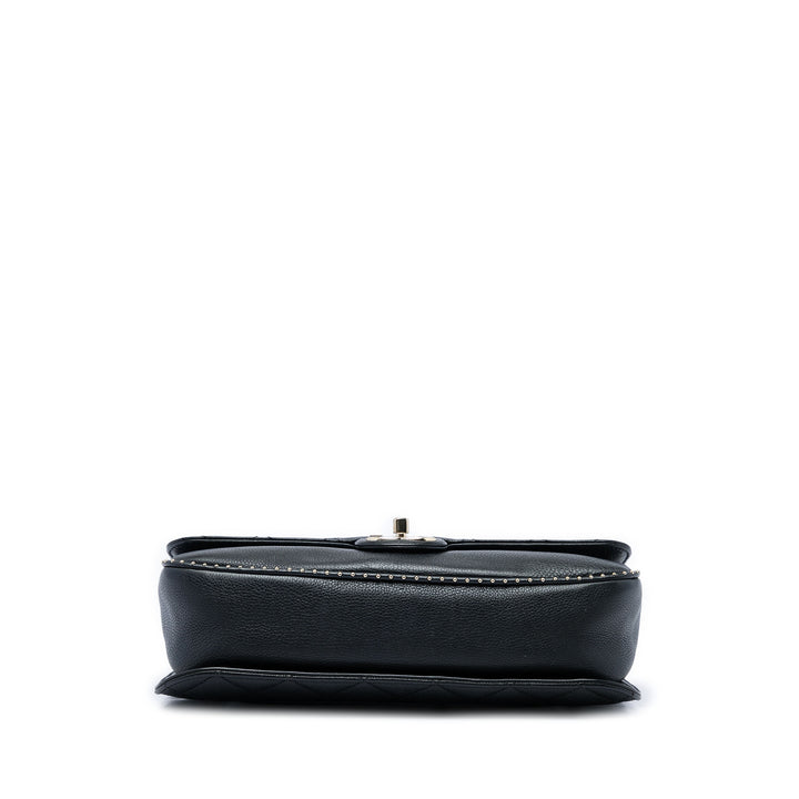 CC Matelassé clouté Rabat simple Grand Cuir caviar Noir