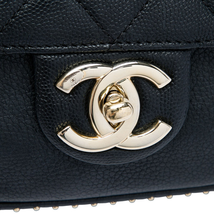 CC Matelassé clouté Rabat simple Grand Cuir caviar Noir