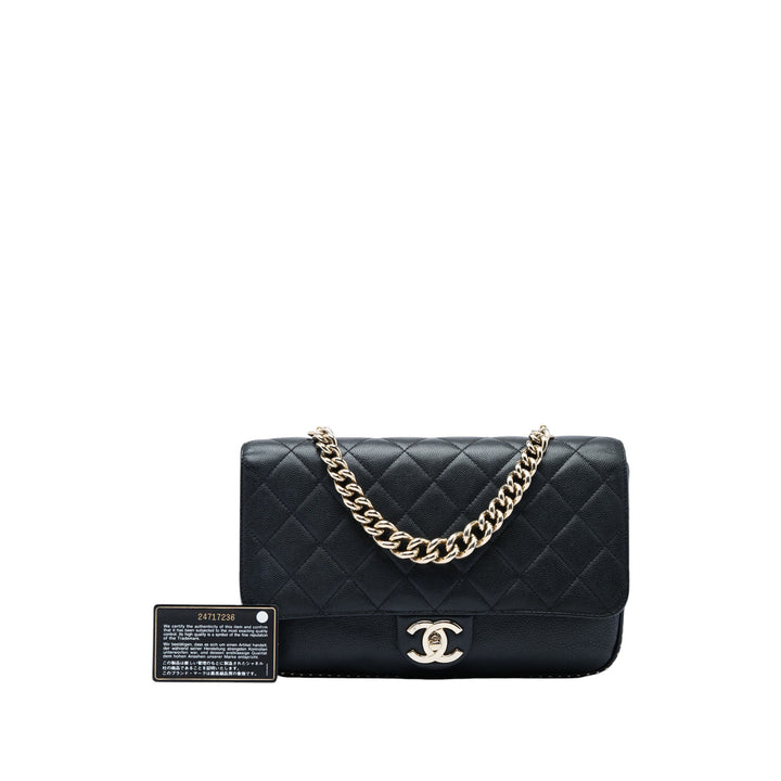 CC Matelassé clouté Rabat simple Grand Cuir caviar Noir