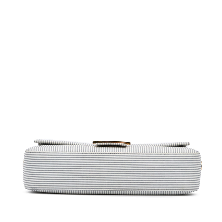 Striped Jersey Baguette Satchel White - Gaby Paris