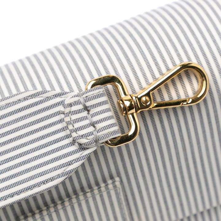 Striped Jersey Baguette Satchel White - Gaby Paris