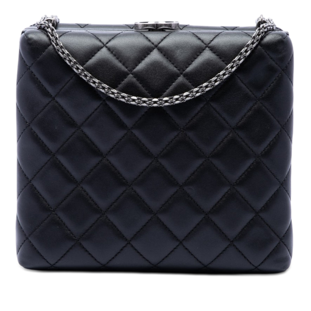 Chanel CC Matelassé Cuir d’agneau Kiss Lock Minaudiere Chain Sac porté croisé