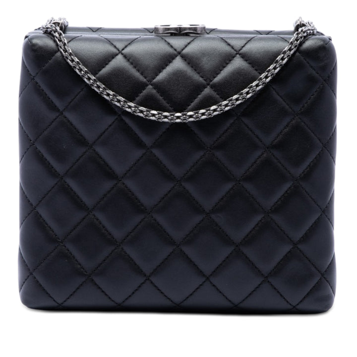 Chanel CC Matelassé Cuir d’agneau Kiss Lock Minaudiere Chain Sac porté croisé