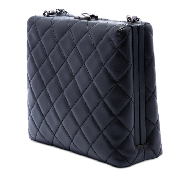 Chanel CC Matelassé Cuir d’agneau Kiss Lock Minaudiere Chain Sac porté croisé
