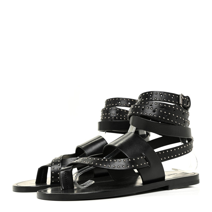 Saint Laurent Sandales plates Culver cloutées cuir noir pointure 40
