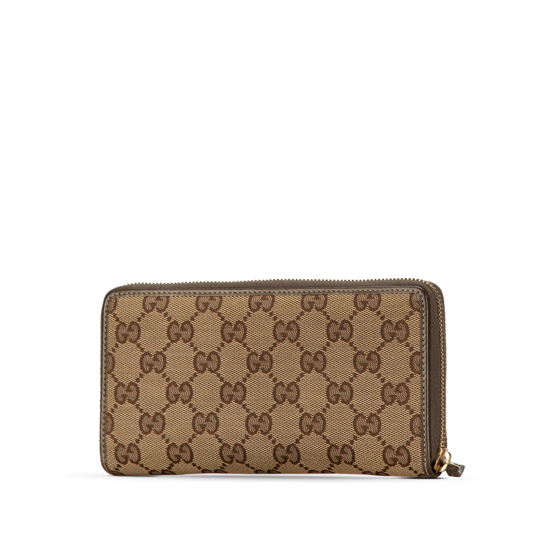 Gucci GG Canvas Zip Around Long Wallet Brown - GABY PARIS