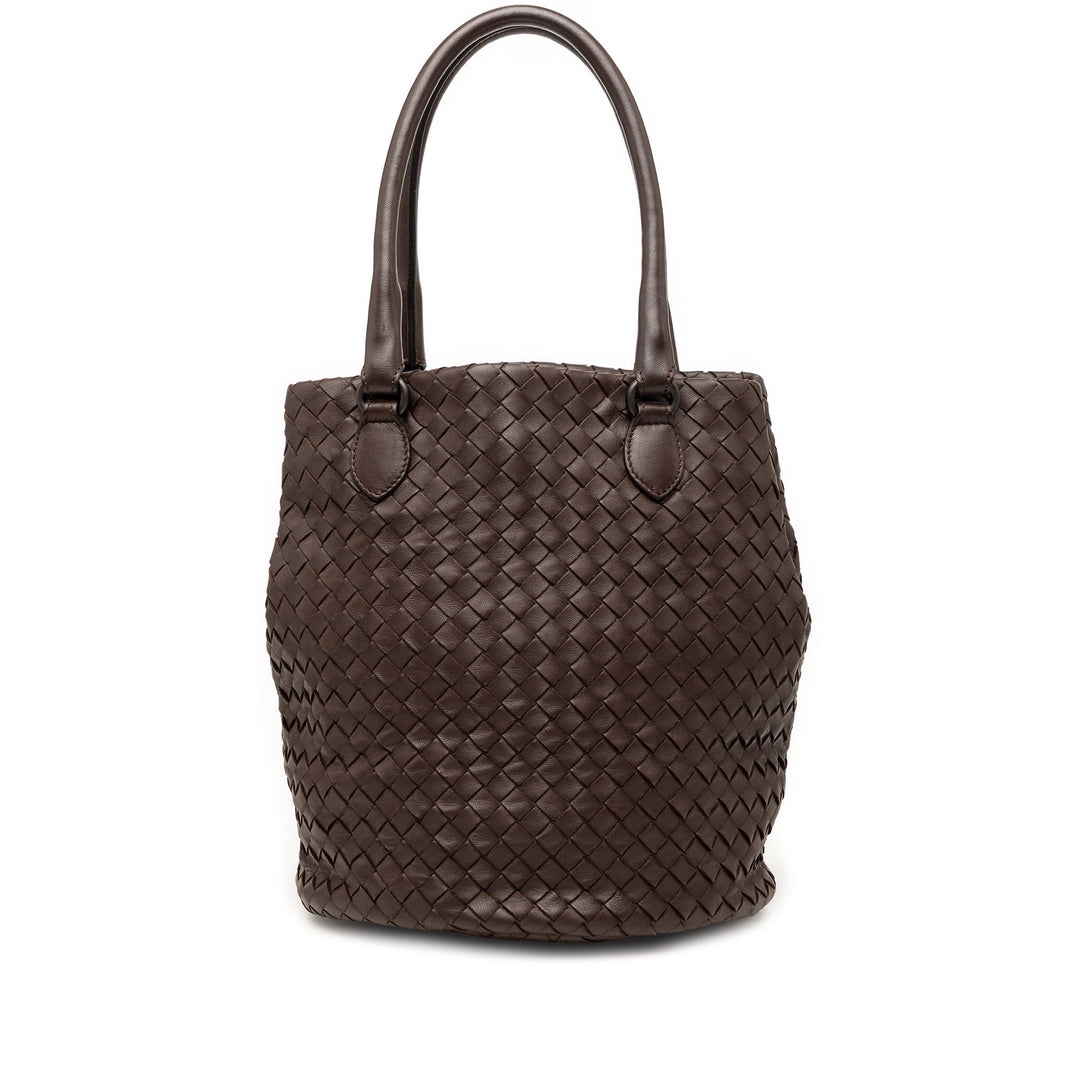 Intrecciato Sac seau nappa Marron