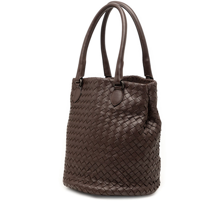 Intrecciato Sac seau nappa Marron