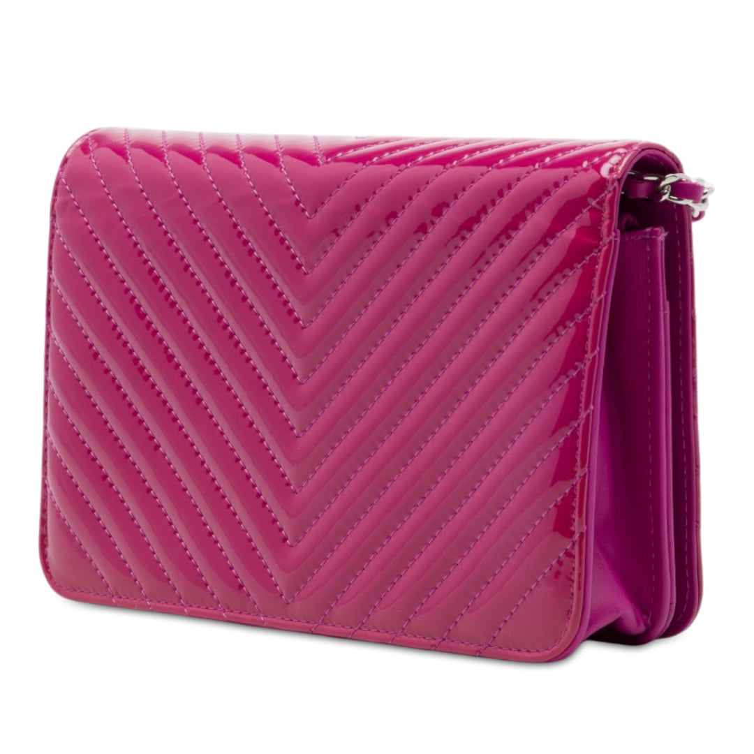 CC Diamond Matelassé Wallet on Chain Rose