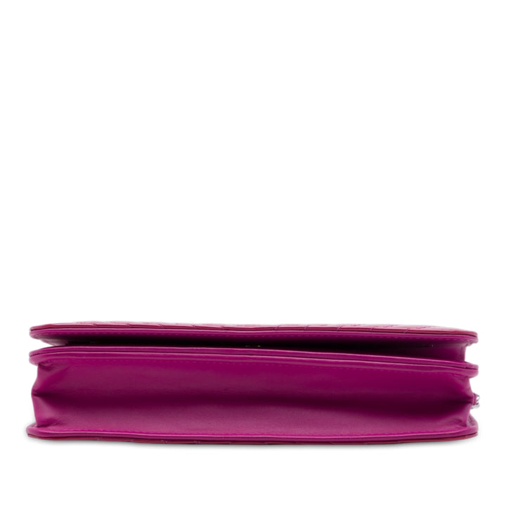 CC Diamond Matelassé Wallet on Chain Rose