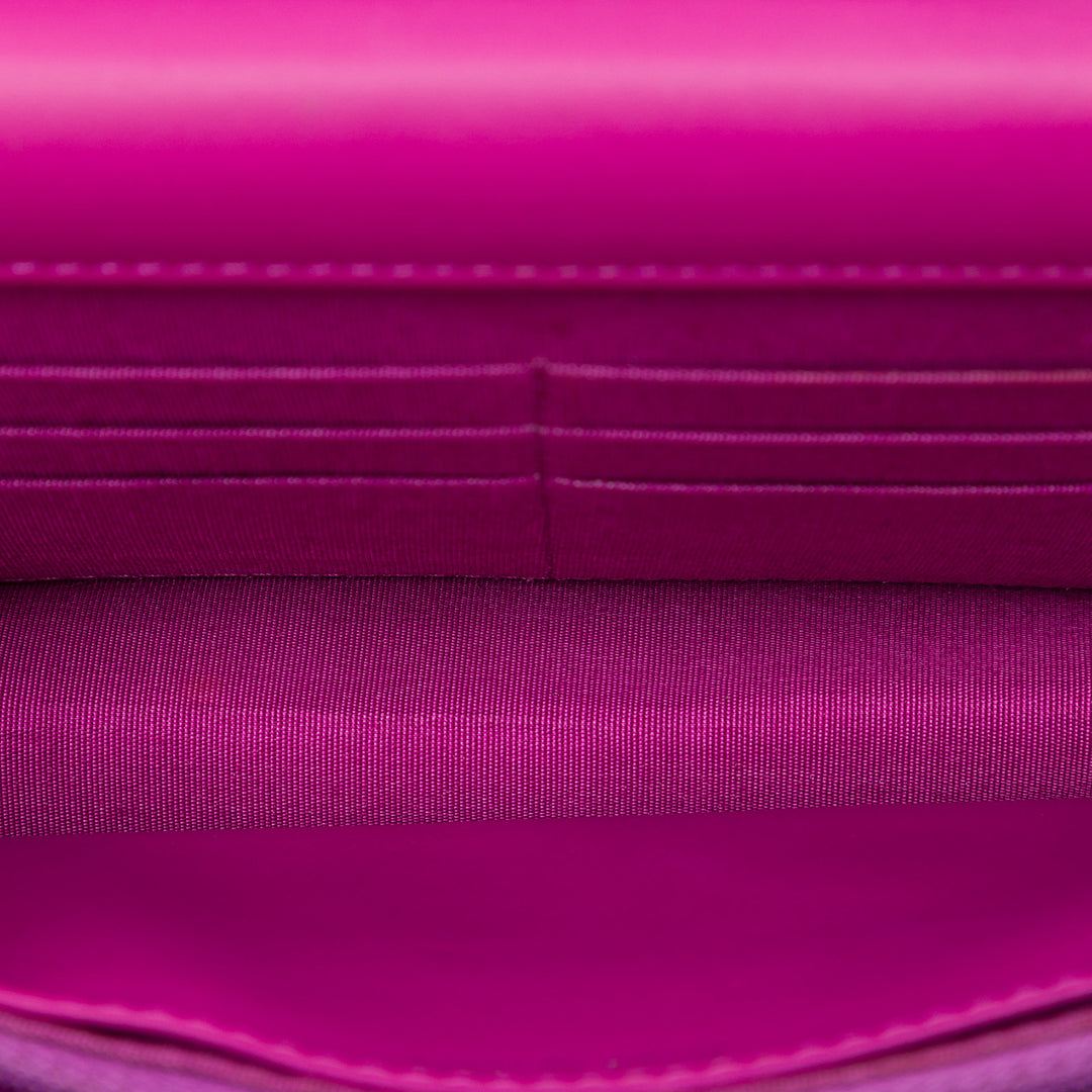 CC Diamond Matelassé Wallet on Chain Rose