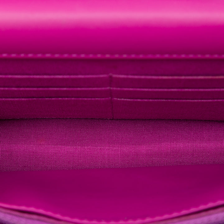 CC Diamond Matelassé Wallet on Chain Rose