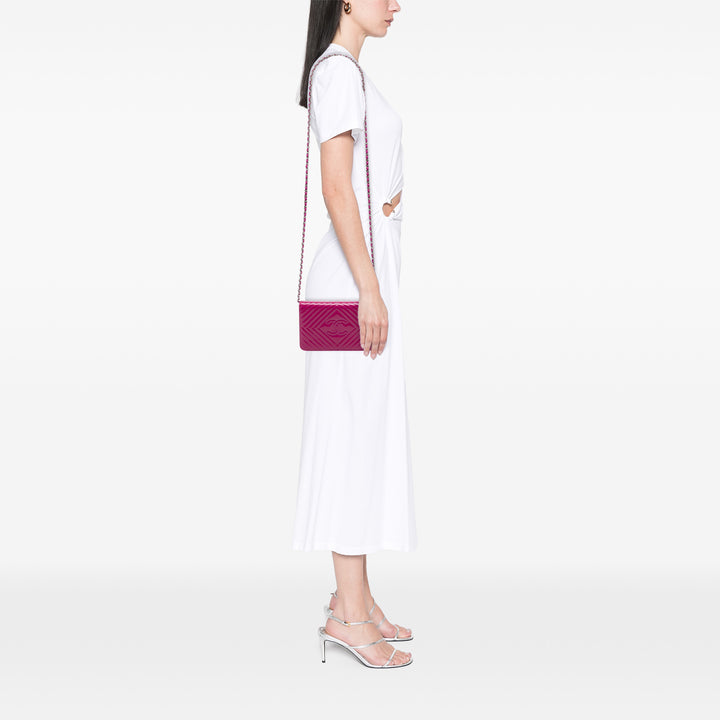 CC Diamond Matelassé Wallet on Chain Rose