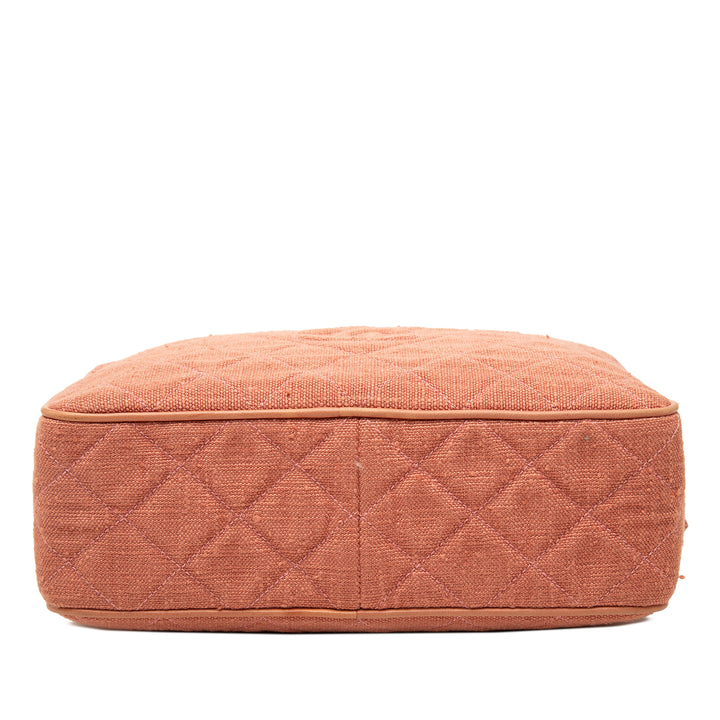 Chanel Sac caméra CC Matelassé Lin Double Zippé Rose – vue 3 – GABY PARIS