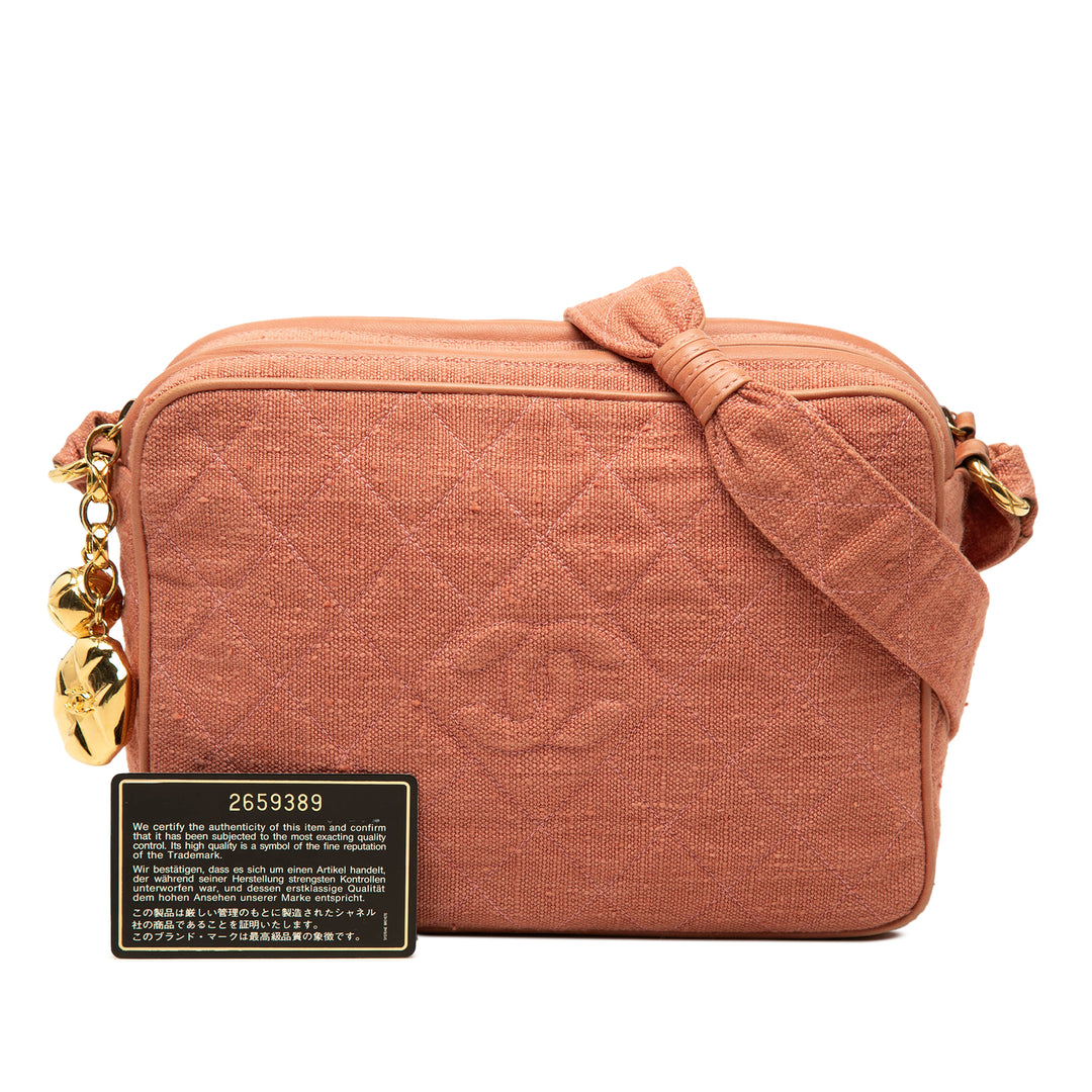 Chanel Sac caméra CC Matelassé Lin Double Zippé Rose – vue 7 – GABY PARIS