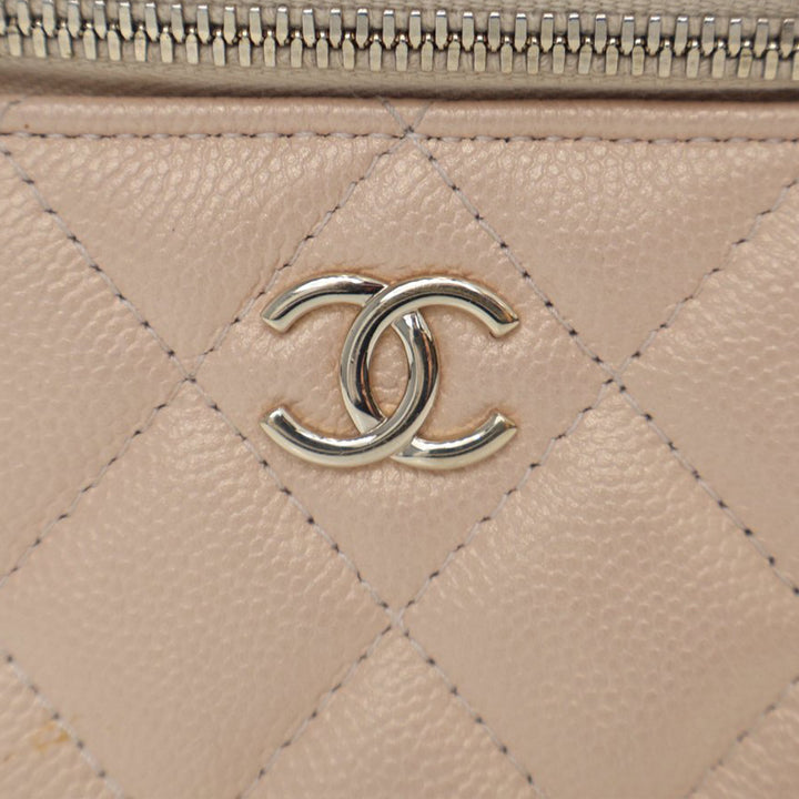 Mini Quilted Iridescent Caviar Pearl On Top Vanity Case With Chain Brown - Gaby Paris