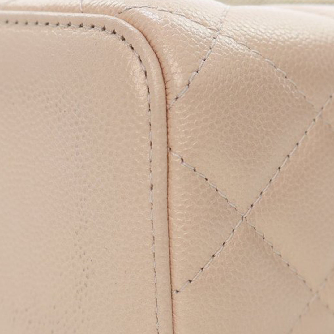 Mini Quilted Iridescent Caviar Pearl On Top Vanity Case With Chain Brown - Gaby Paris